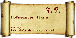 Hofmeister Ilona névjegykártya